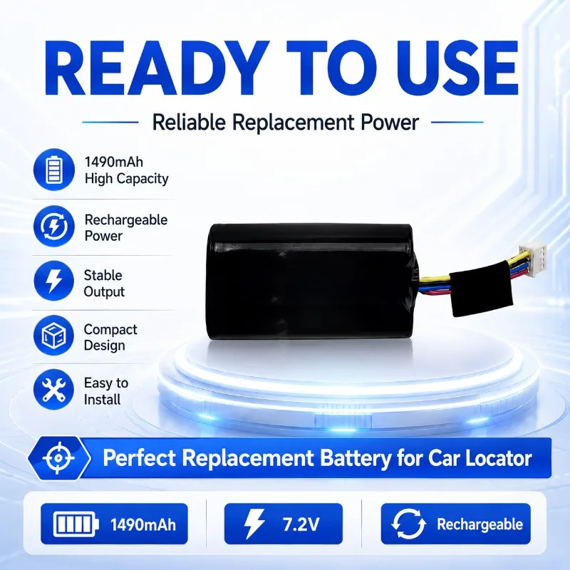 7.2V 1490mAh Li-ion Rechargeable Car Locator Battery Pack with Plug for GPS Tracker Repair Replacement car locator battery pack