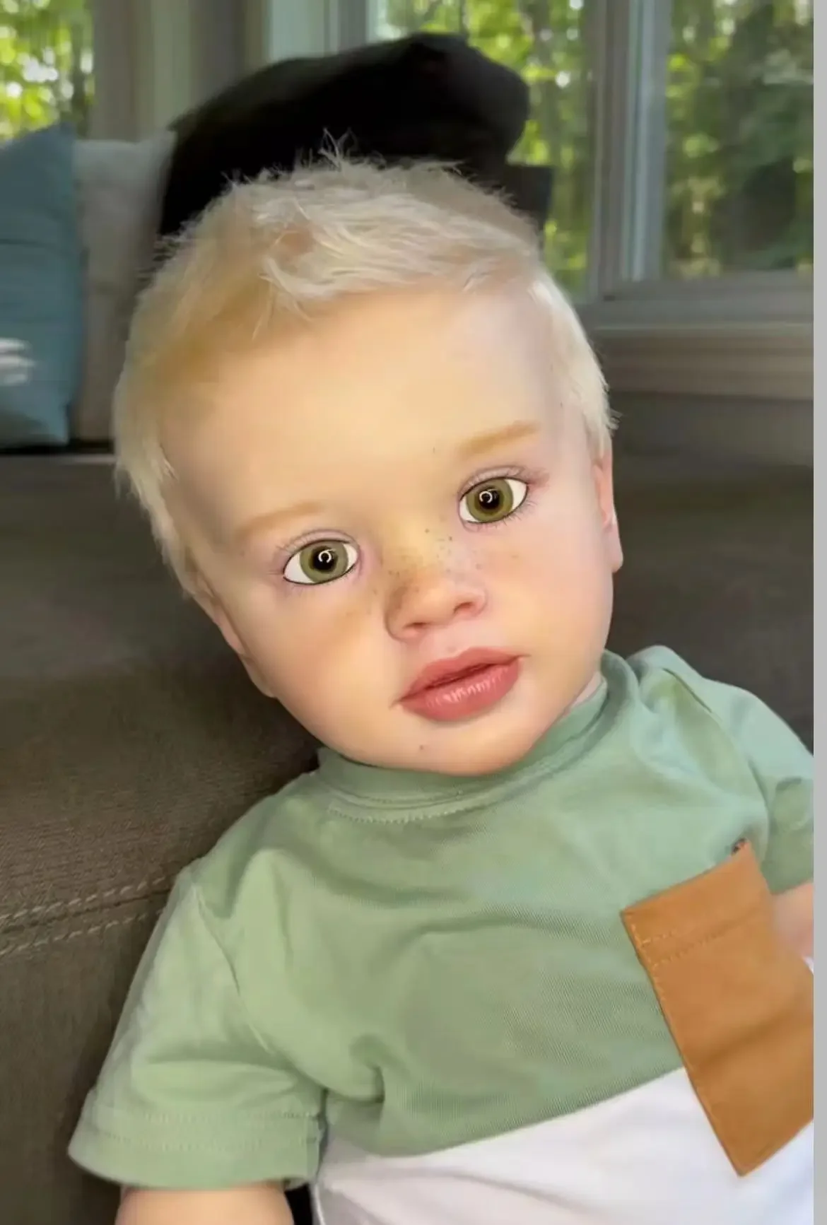 DLS Customzied Limited Supply 26inch Reborn Baby Doll Pippa Boy Version Freckles On the Face With Hand-Rooted White Short Hair