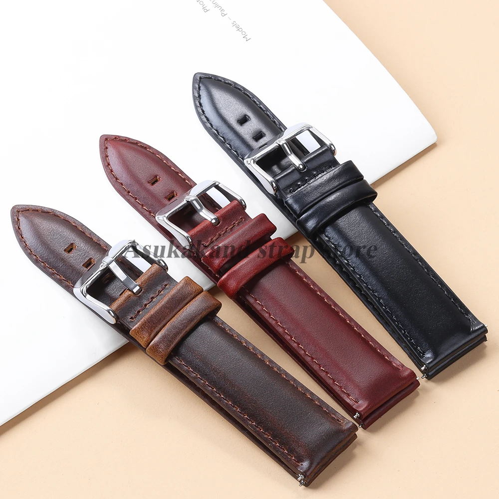 Pulseira de relógio de couro de liberação rápida 18mm 20mm 22mm para huawei relógio gt5 gt4 pulseira para seiko feminino masculino 12mm 14mm pulseira macia