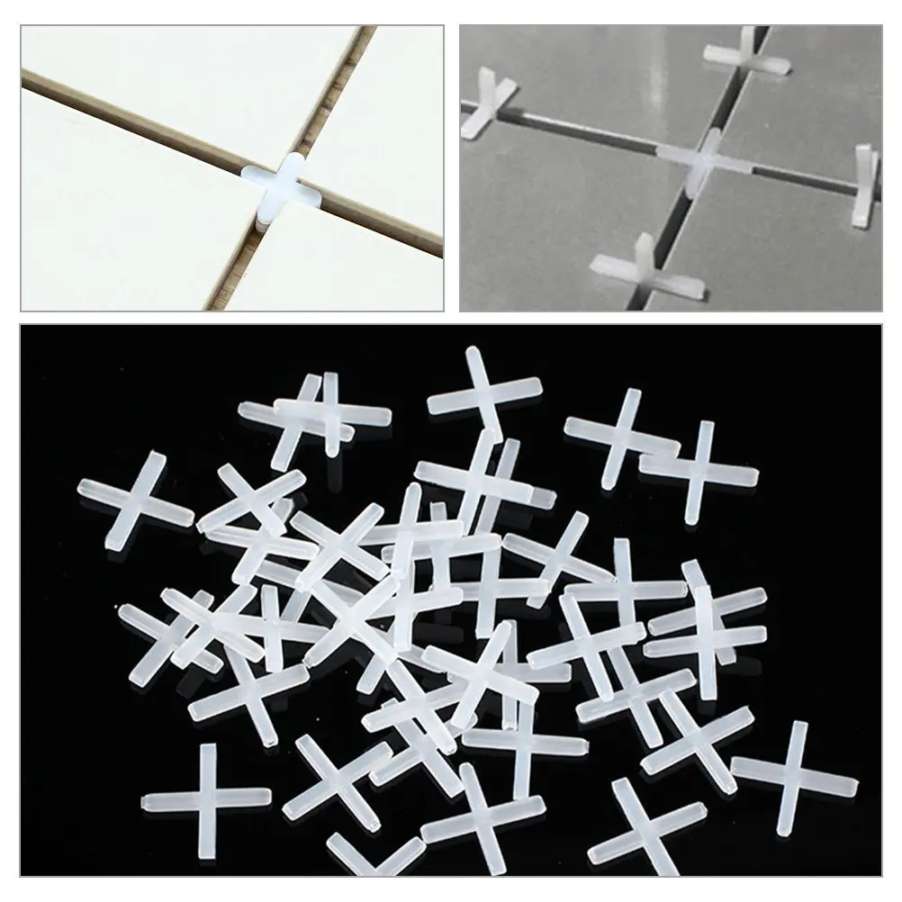 1000Pcs Cross Shaped Tile Spacers Reusable Ceramic Floor Tile Leveling System for Marble Granite Porcelain Large Tiles