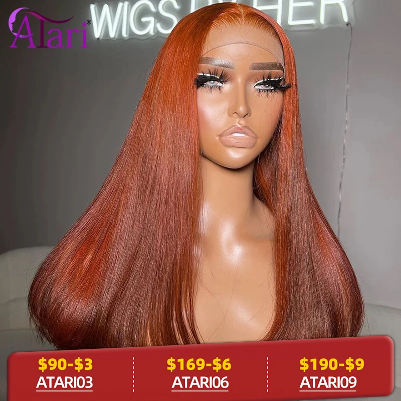 โปร่งใส 13x4 13x6 ลูกไม้ด้านหน้าวิกผมขิงสีส้มตรงผมมนุษย์Wigsสําหรับผู้หญิงPre Plucked 5x5 ปิดลูกไม้วิกผม