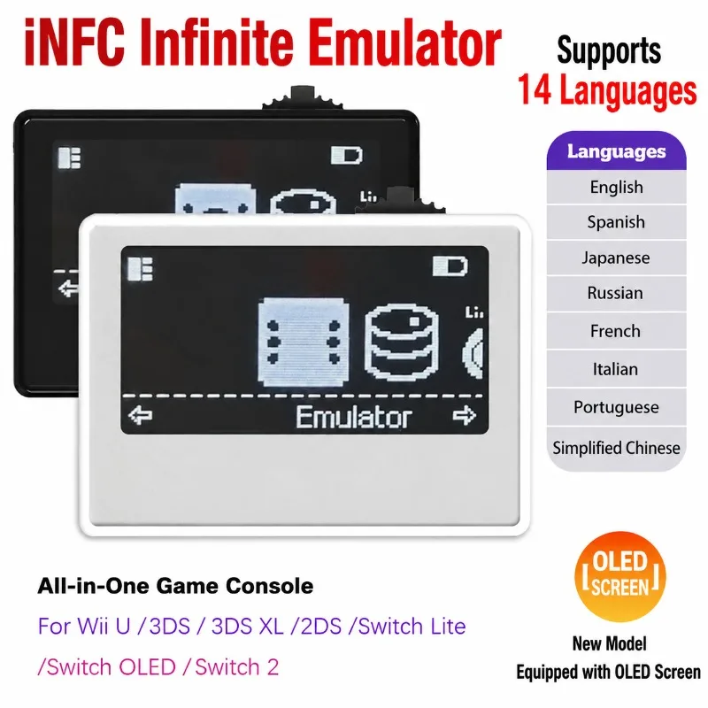 Mini NFC Card Emulator with Scroll Wheel OLED Display Bluetooth Amiibo Reader Writer for Switch  Switch 2 3DS Wii U 14 Languages