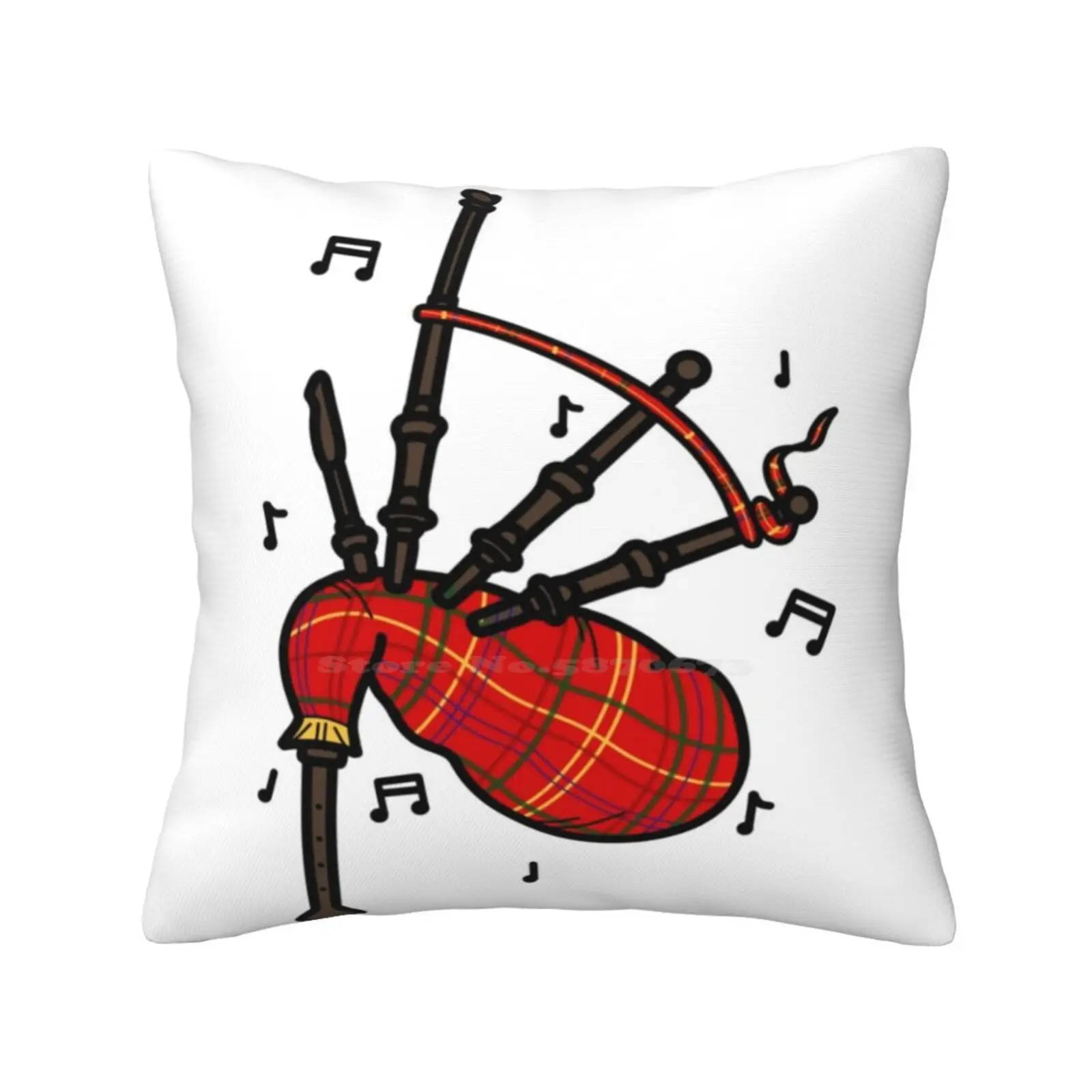 Bagpipes Home Sofa Car Waist Throw Pillowcase Bagpipes Music Instrument Scottish Scotland Tartan