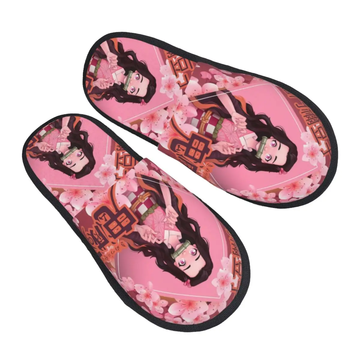 

Custom Demon Slayer Kimetsu No Yaiba House Slippers Women Comfy Memory Foam Manga Nezuko Kamado Slip On Hotel Slipper Shoes
