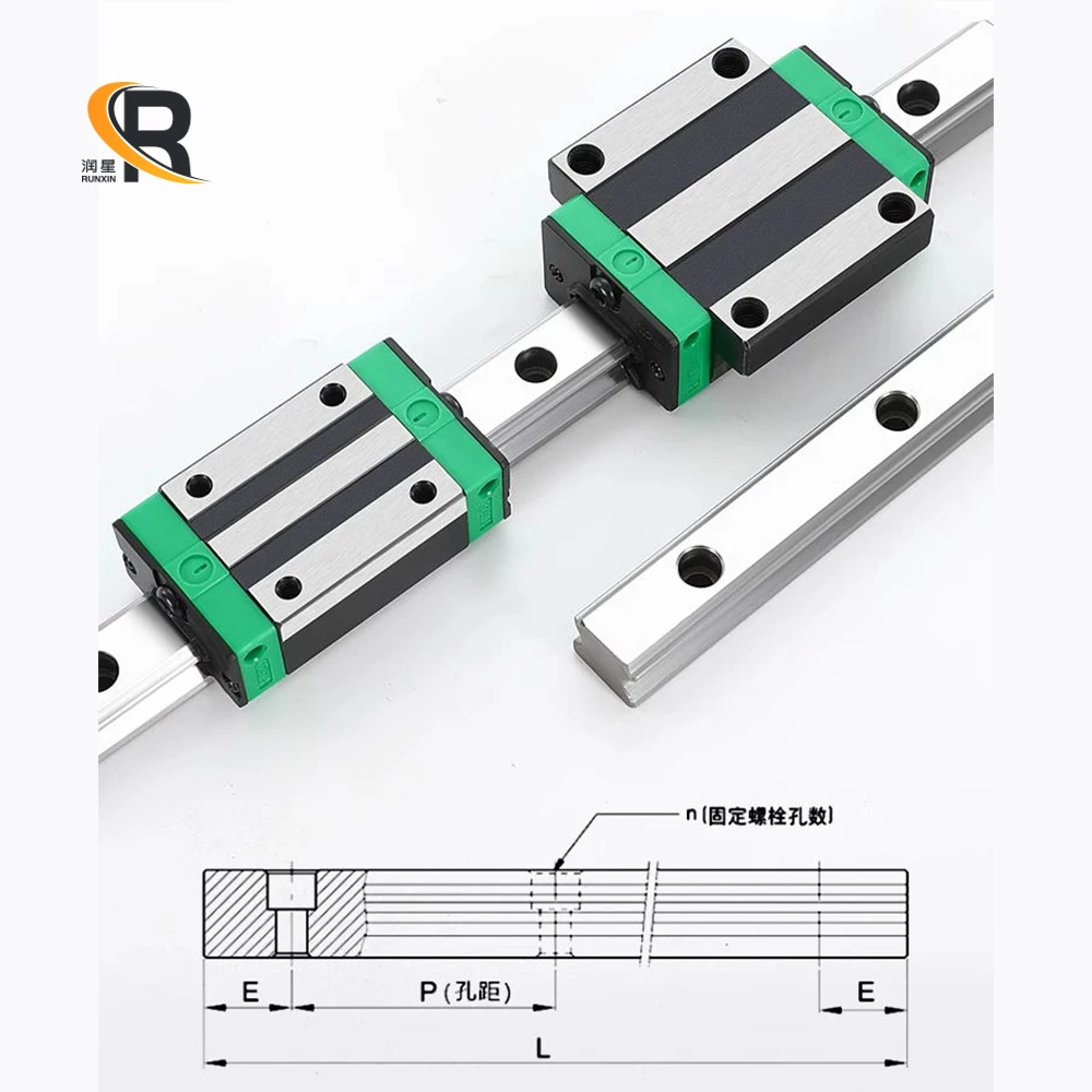 2pcs HGR15 HGR20 HGR25 HGR30 200-1500mm Guide Rail+4pcs HGH15CA/HGH20CA/HGH25CA/HGH30CA Carriages For CNC Engraving/3D Printer