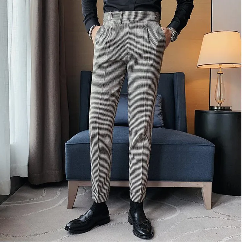 2023 Brand clothing British Style Dress Suit Pant Man Plaid Suit Pant Men Designer Gentlemen Business Casual Work Pant Trousers