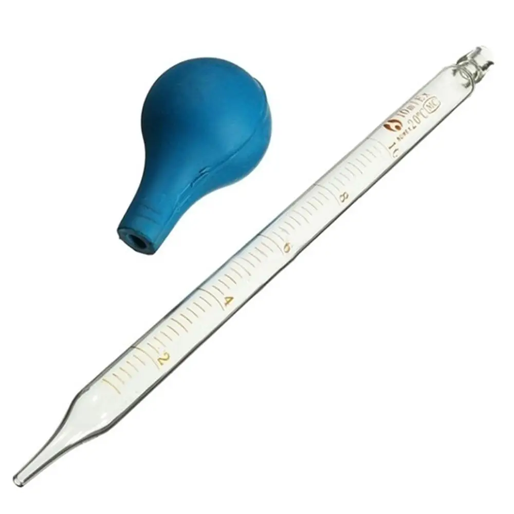 0.5/1/2/3/5/10ml Glass Scale Line Dropper Pipette Lab Dropper Dropping Pipet Blue Rubber Head Pipettors