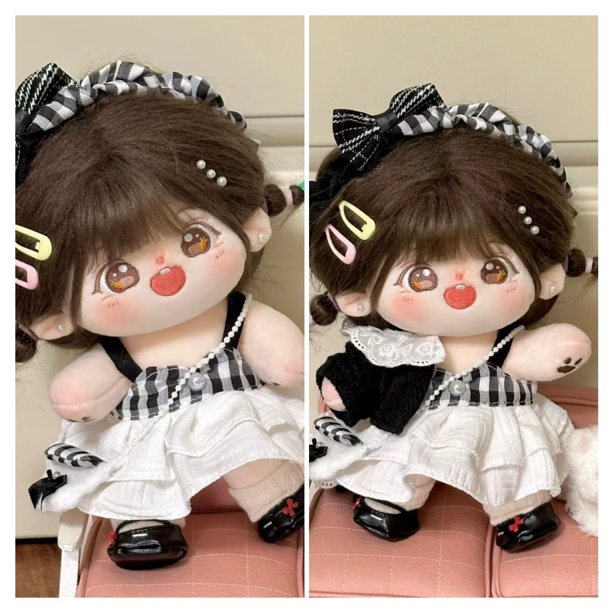 Love and Deepspace 20CM Cotton Doll Clothes Black and white checkered skirt Doll Accessories Xavier Zayne Rafayel ralayo Sylus