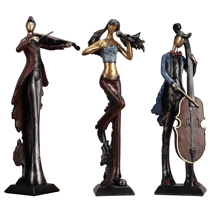 Imagem -06 - European Retro Music Guitarra e Violino Instruments Estátuas Resina Ornamentos Home Living Room Desktop Escultura Decoração Artesanato