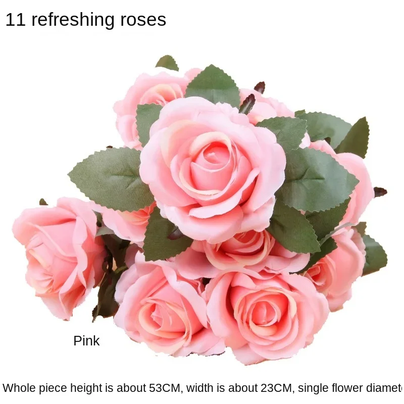 Pink Simulation Artificial Flowers Home Catwalk Wedding Bouquet Silk For Home Party Christmas Decorative Flowers Accessories