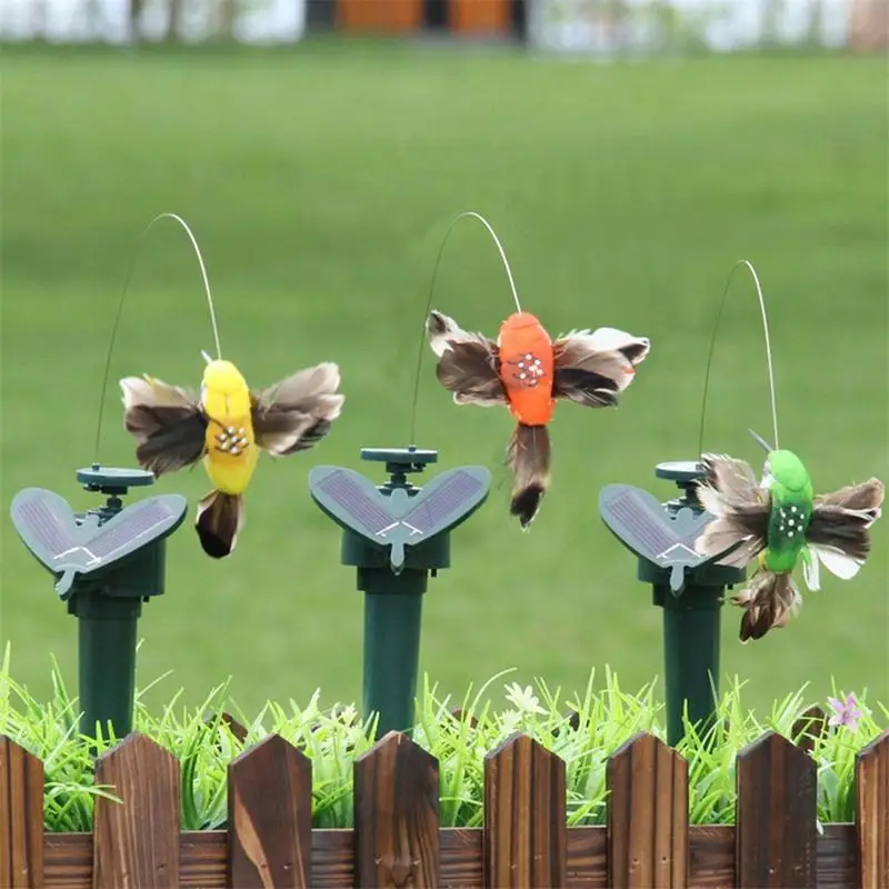 Funny Solar Toys Flying Fluttering Hummingbird Flying Powered Birds Random Color For Garden Decoration Drop Shipping