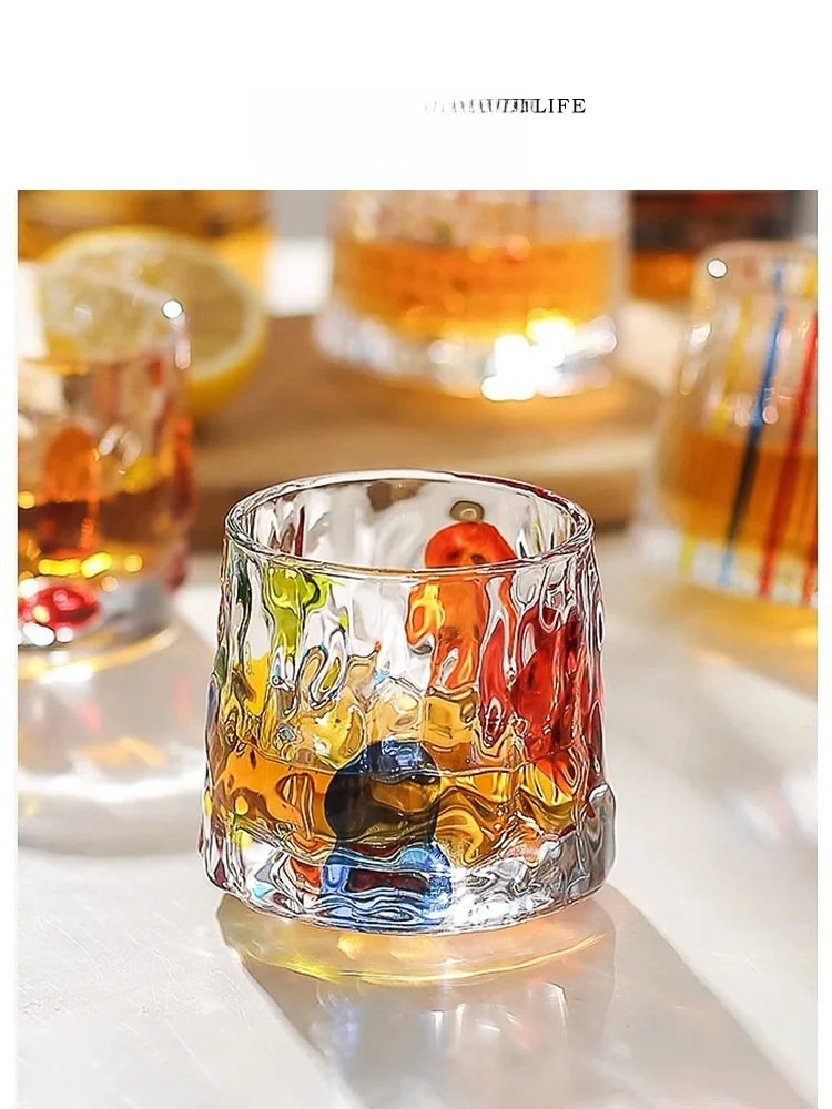 

Tlife Crystal Whiskey Glass Rotating Str Relief Cup Unstable Man Drinking Glasses Nordic Sle Handmade Beverageware