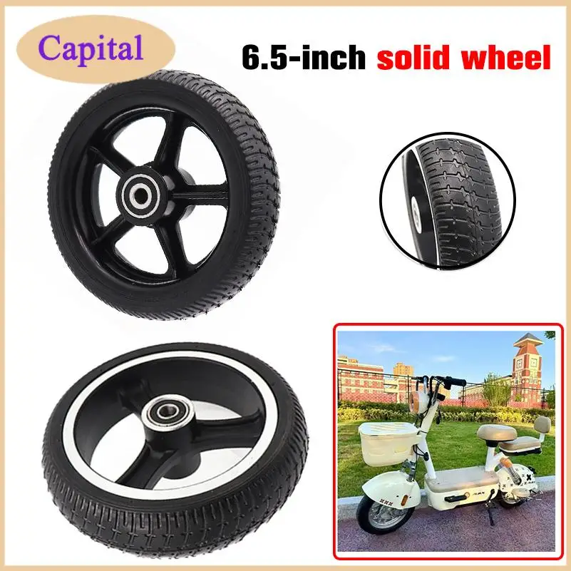 High quality 6.5 inch solid wheel plastic/aluminum wheel hub whole wheel front wheel assembly 6.5 inch air-free solid tyretyre
