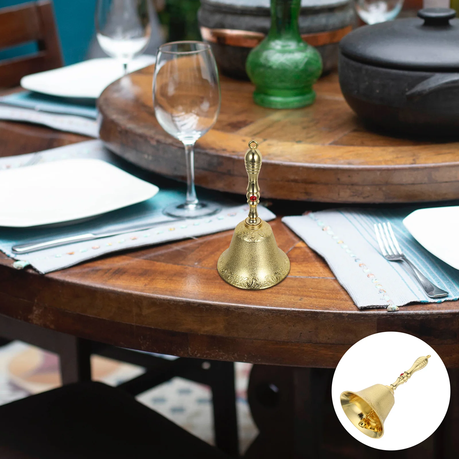 

Decorative Metal Bell Vintage Style Hand Bell Loud Sound for Countertop Service Wedding Ceremony Traditional Gathering Party