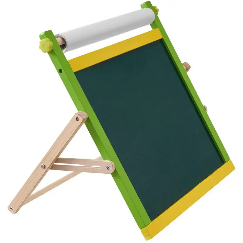 

Tabletop Art Easel for Kids, 3-in-1 Wooden Double-Sided Kid's Art Easel with Magnetic Whiteboard, Chalkboard, Paper Roll, Fol