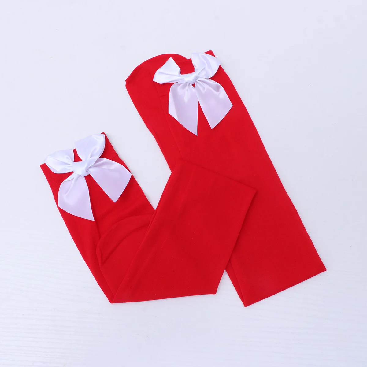 1 زوج النساء Bowknot جوارب الجوارب الحمراء الأبيض القوس ملابس تنكرية للحفلات الدرجة العالية المواد لينة مطاطا المضادة للانزلاق دائم قابلة لإعادة الاستخدام #2