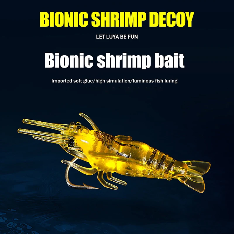 New 510/20pcs Goture Shrimp Lures For Freshwater Saltwater, Luminous Shrimp Bait Set With Sharp Hook And Bead