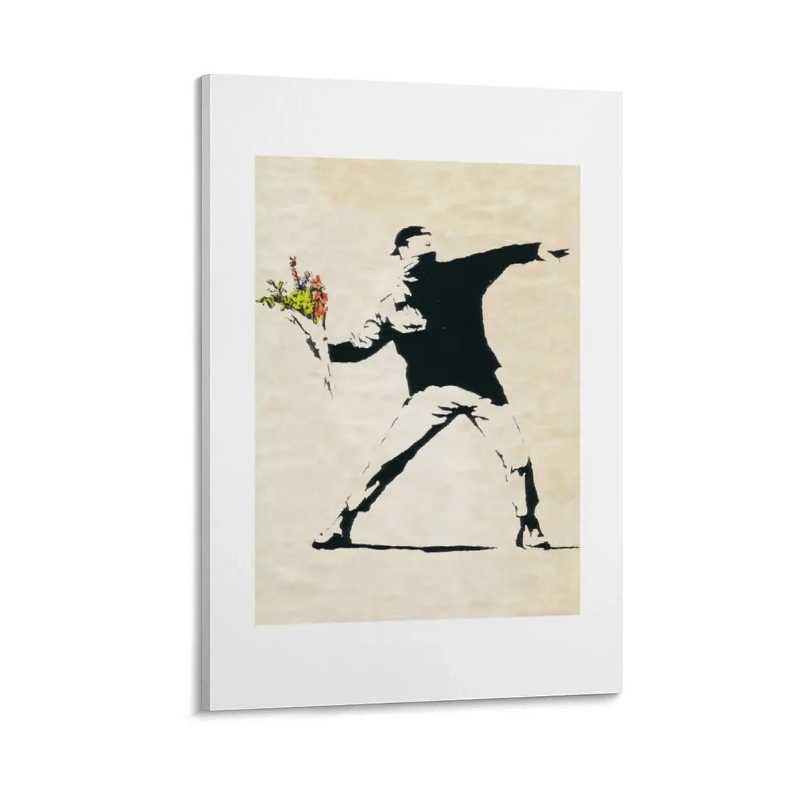 

BANKSY STENCIL STYLE URBAN GRAFFITI FLOWER THROWING Canvas Painting korean room decor Wall decoration frame posters
