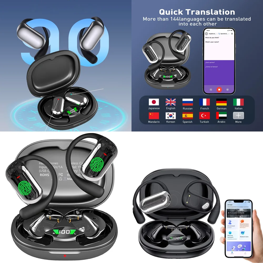 

Clear Calls Language Translation Earbuds Wireless Real Time Headphones with AI Translation for Business BT 5.4 OWS Earphone