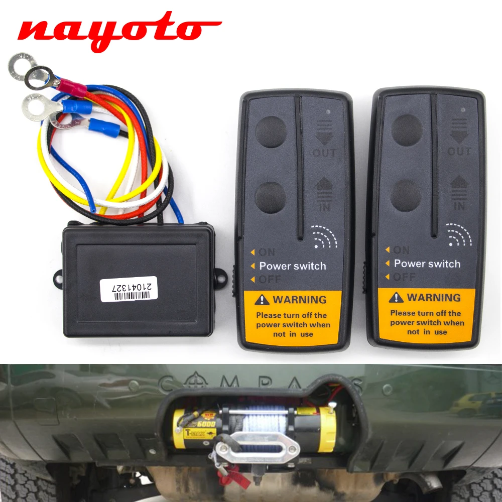 1 Set 12V 24V Wireless Winch Remote Control 2 Remote Control Set Automatic Winch Control Winch Remote Receiver for Auto Car 