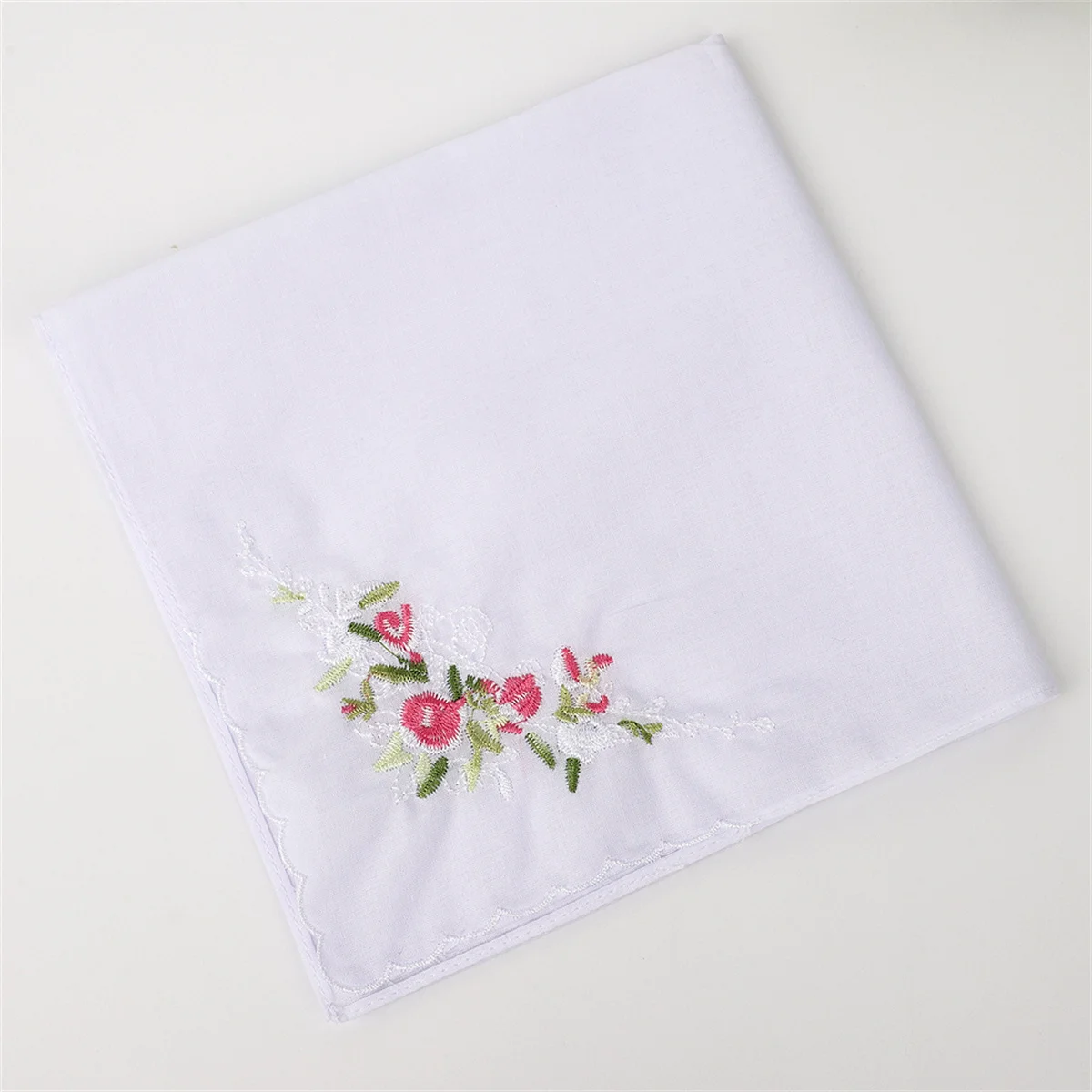 35cm 60 count cotton embroidered handkerchief plain color ladies high-grade cotton handkerchief holiday gift wedding supplies