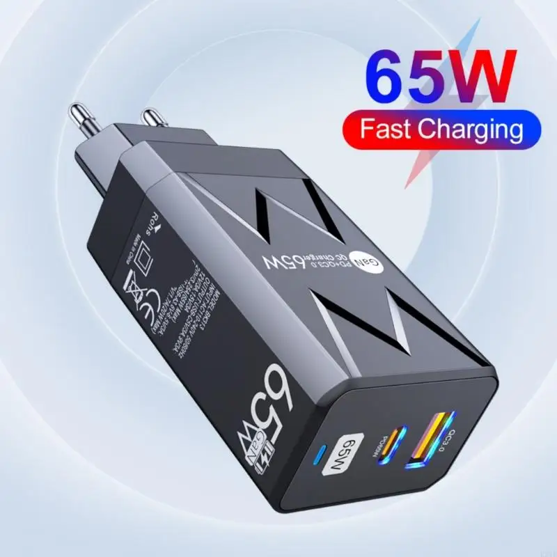 

E21E High Power 65W USB C Fast Double Port Adapter для смартфонов ноутбуки