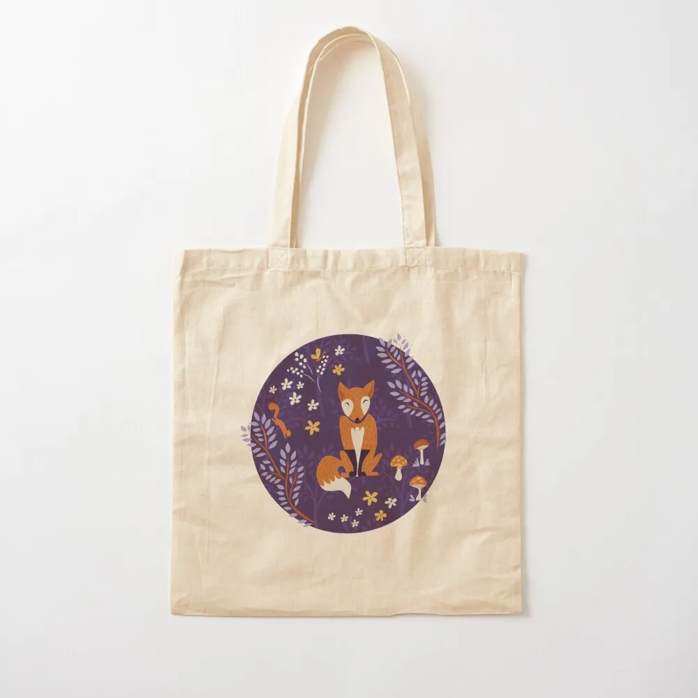 Foxes Playing in a Purple Forest Tote Bag Woman shopper bag Canvas bag canvas tote