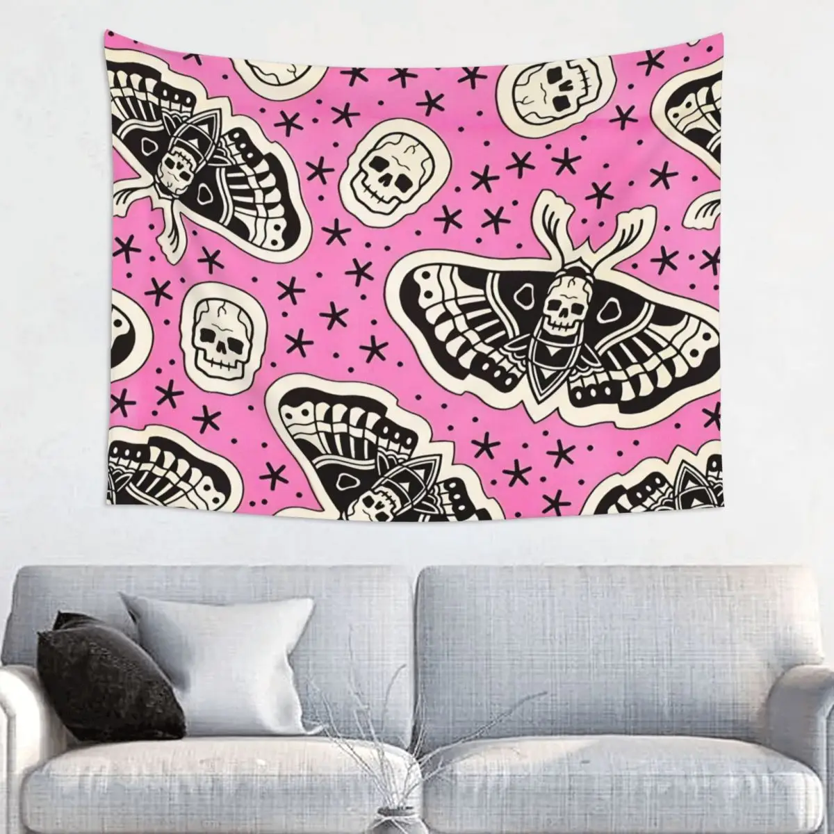 Halloween Gothic Tapestry Hippie Polyester Wall Hanging Mystical Moth Tarot Room Decor Table Cover Mandala Wall Carpet