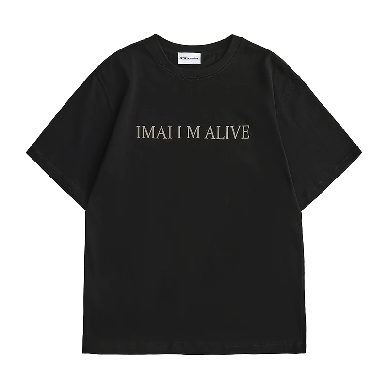 IMAI I M ALIVE Extra Large High Quality Cotton Casual Street Wear High Street Retro T-shirt for Men and Women