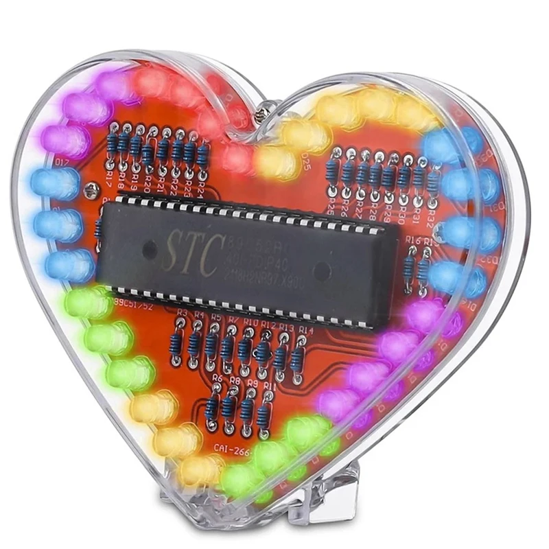 Heart Shaped RGB LED Flashing Light Module DIY Electronic Kit Water Lamp Soldering Project Practice For School Student Durable