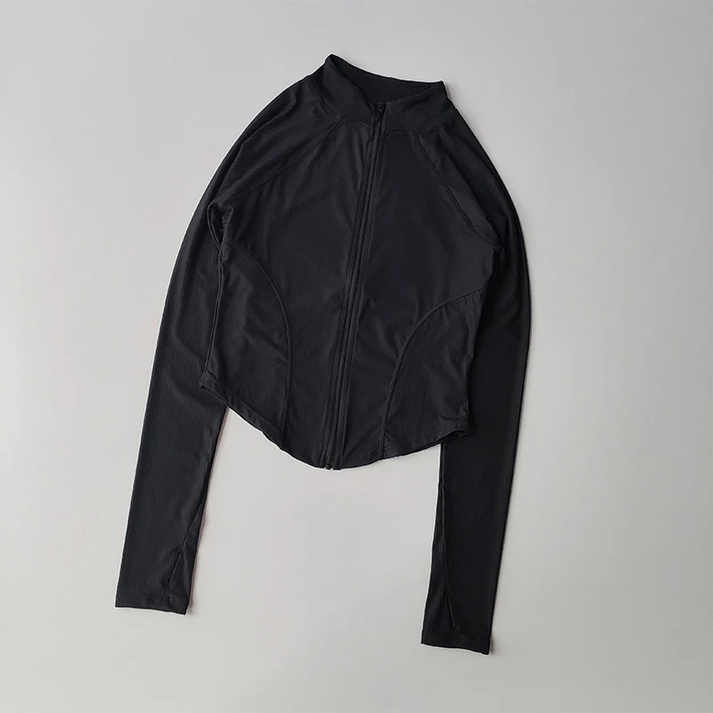 Schmal geschnittene Sportjacke, schnell trocknend, elastisch, für Yoga, Fitness, Damen-Outdoor-Oberteile, Laufjacke mit Reißverschluss, schnelltrocknende Herbstkleidung – Detail 9