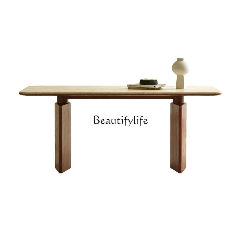 

FG10American retro style natural travertine dining table household small apartment medieval creativity