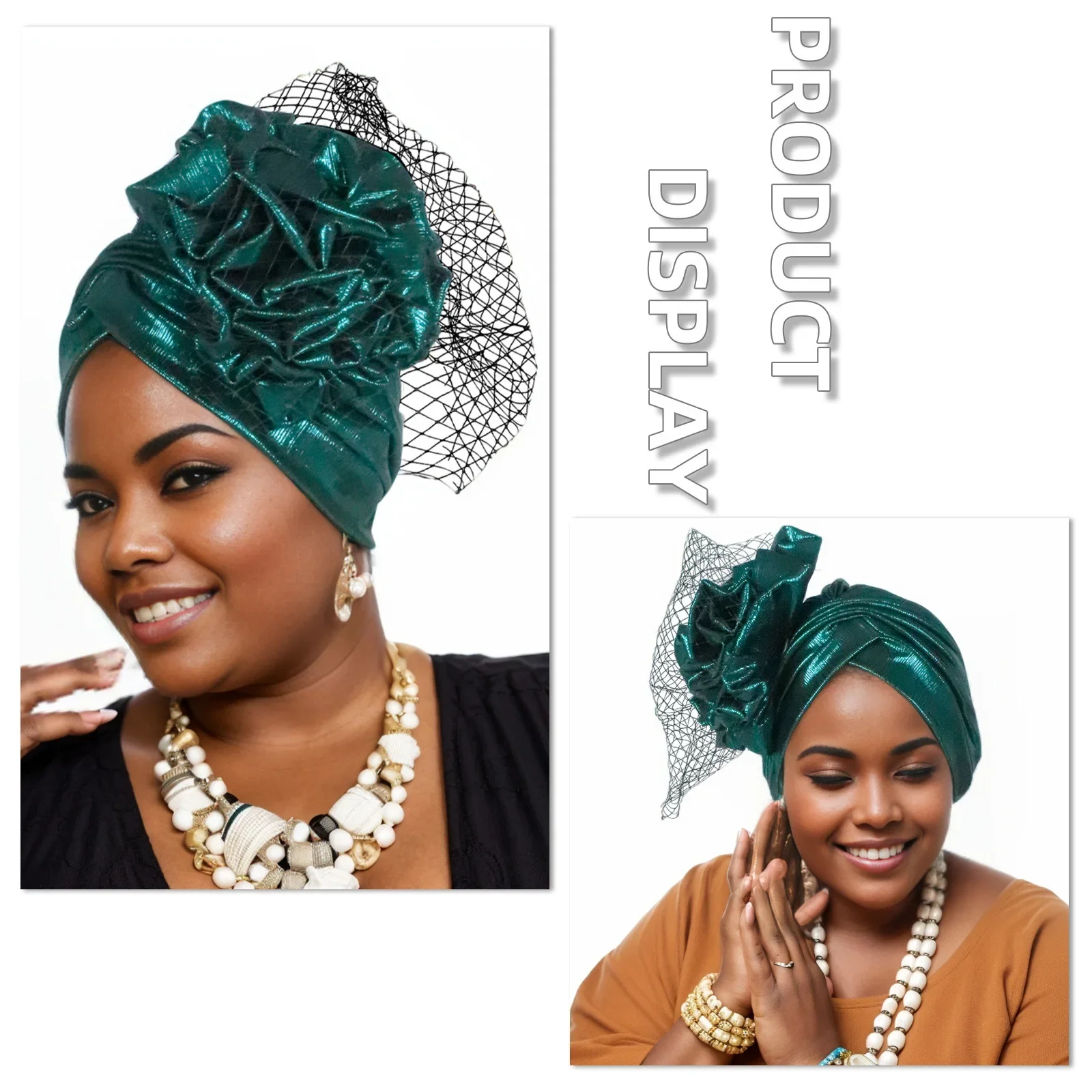 

Shiny Flower Turban Cap for Women African Muslim Hijab Headscarf Nigerian Wedding Headgear Bonnet Auto Gele Headties Head Wraps