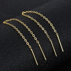 925 Sterling Silver Needle Simple Long Charm Chain Threader Stud Earrings for Women Gold Color Dangle Chain Earrings Jewelry