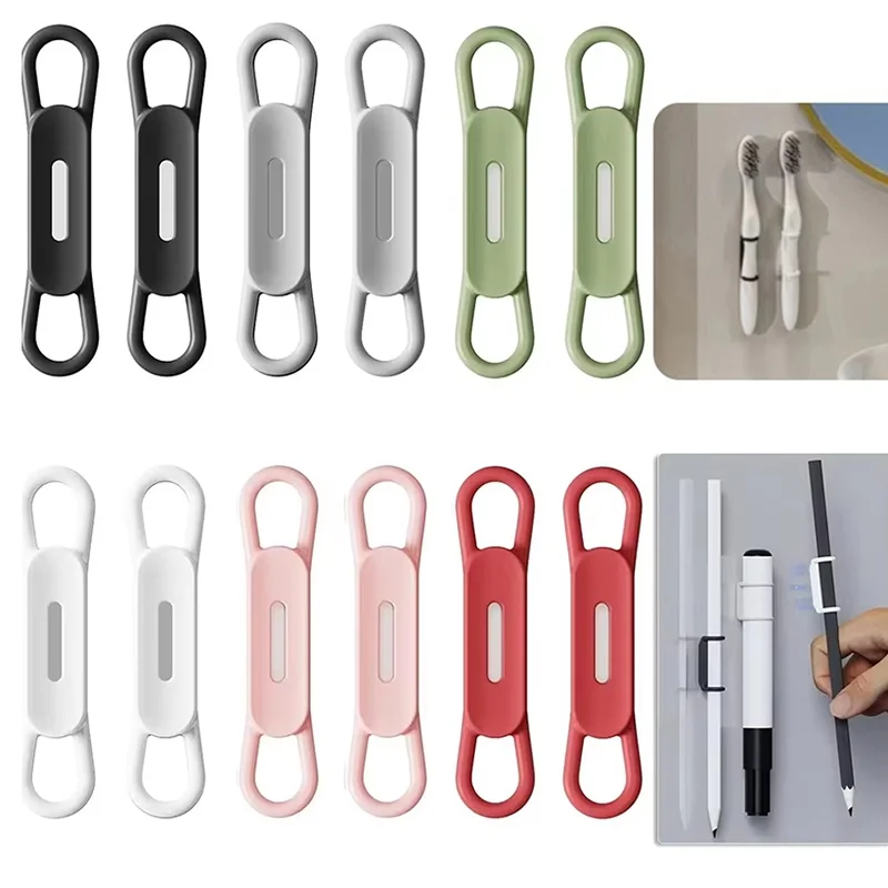 6Pcs Magnetic Pencil Holder Tablet Touch Pen Clips Adjustable Silicone Stand For Office School Desktop Organizer Accessories Kit