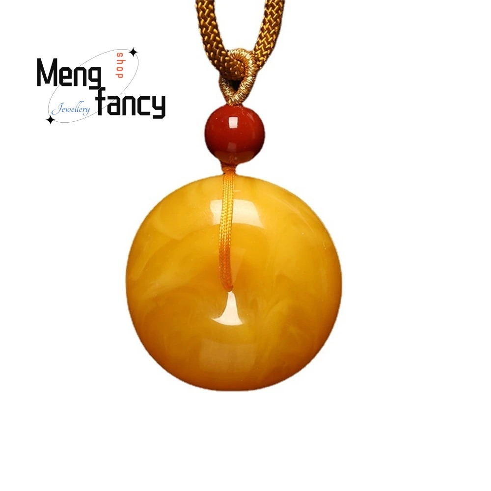 

Chicken Fat Yellow Beeswax Peace Pendant, Women's Sweater Chain, Amber Necklace Pendant Best Selling Fashion Jewelry Exquisite