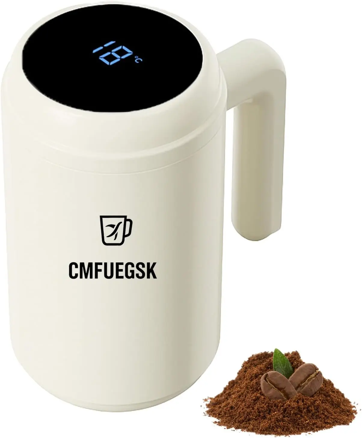 

Самоперемешивающаяся кофейная кружка с дисплеем температуры, нержавеющая сталь 316, 14,2 унции, цвет слоновой кости