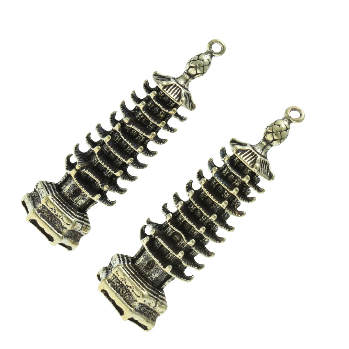 

2 Pcs Pagoda Keychain Pendant Charm Shaped Small Women Keyring Gift Nine Floors