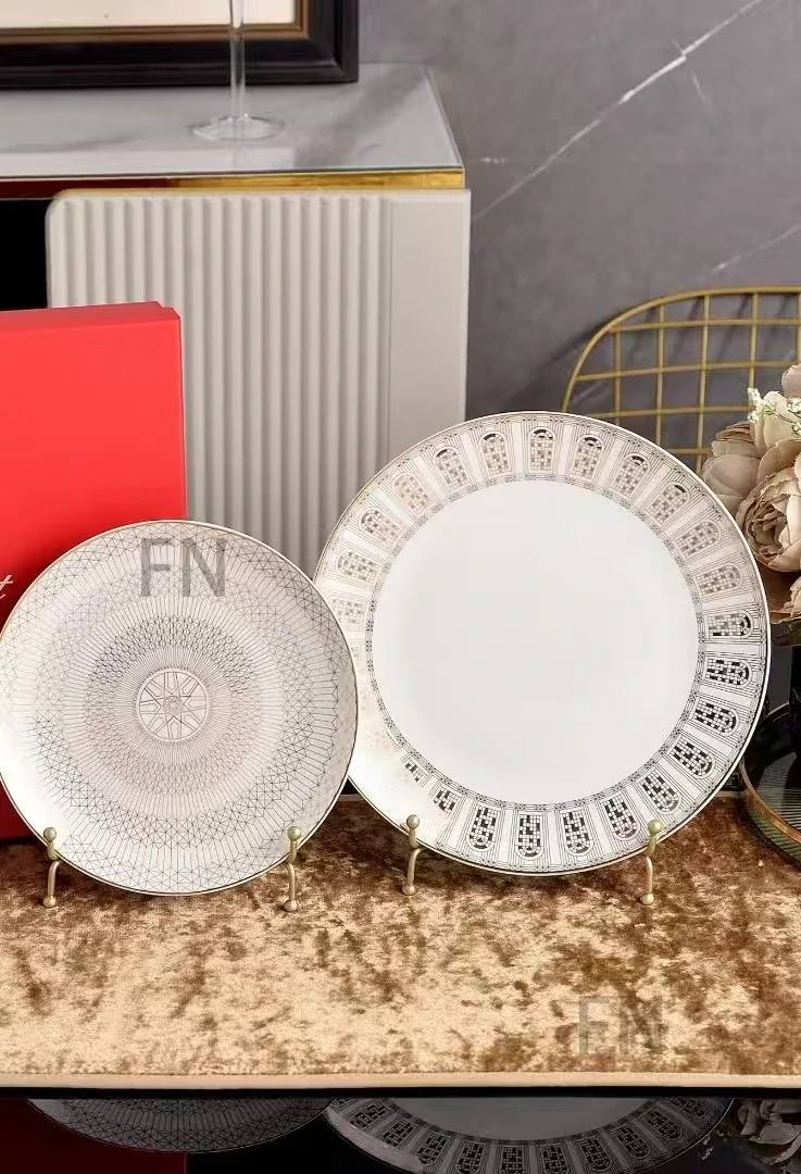 8 INCHES 10 INCH 20 and 25cm 2pcs A Set Porcelain Plate Bone China Plates Tableware