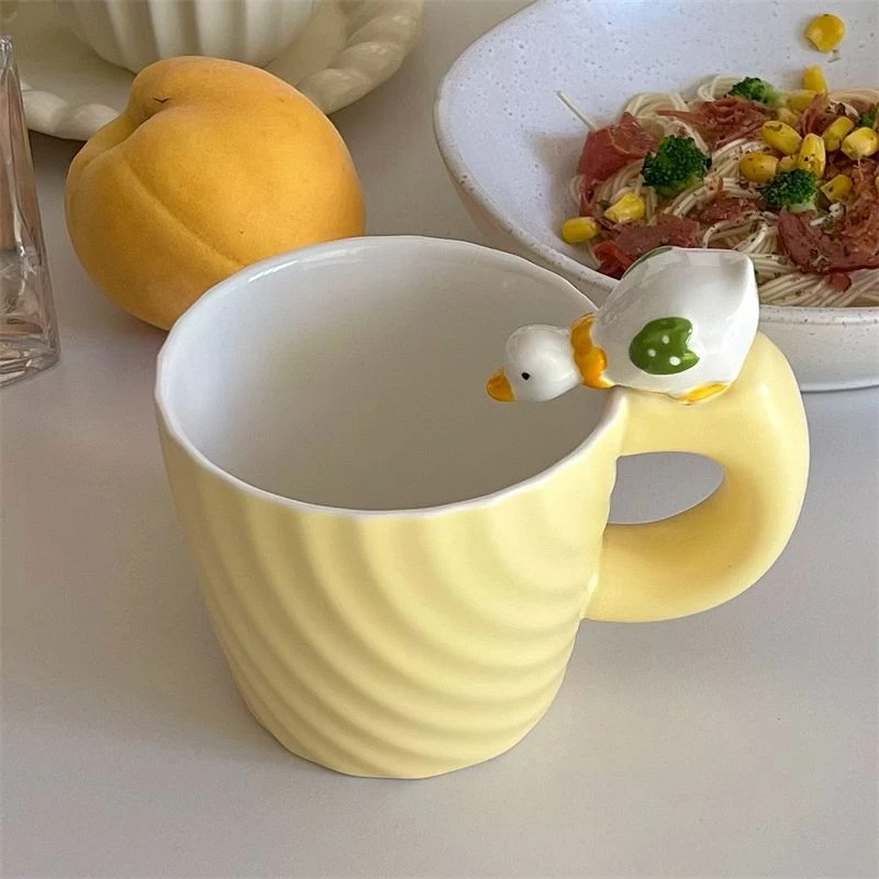 Ceramic Coffee Mug Cartoon Duck Cat 3D Creative Water Cups Couple Office Afternoon Tea Cup Student Dormitory Cup Drinkware