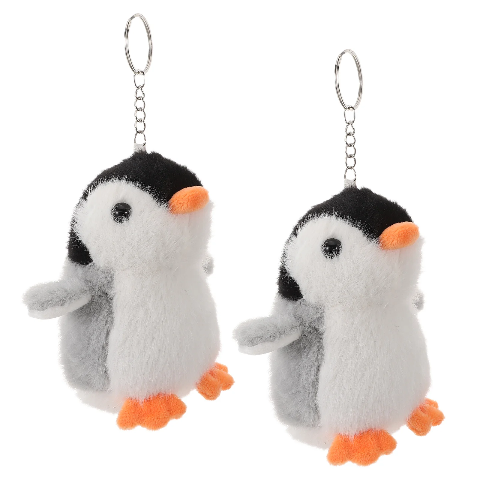 2 pçs bonito pinguim chaveiro animal de pelúcia pingente cinza claro para mochila bolsa chaves do carro kawaii dos desenhos animados chaveiros jóias