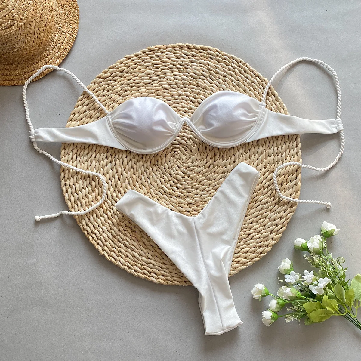 Seksowne podszycie push up halter micro mini bikini zestawy dwuczęściowe v-talia stringi strój kąpielowy kostium kąpielowy biquini