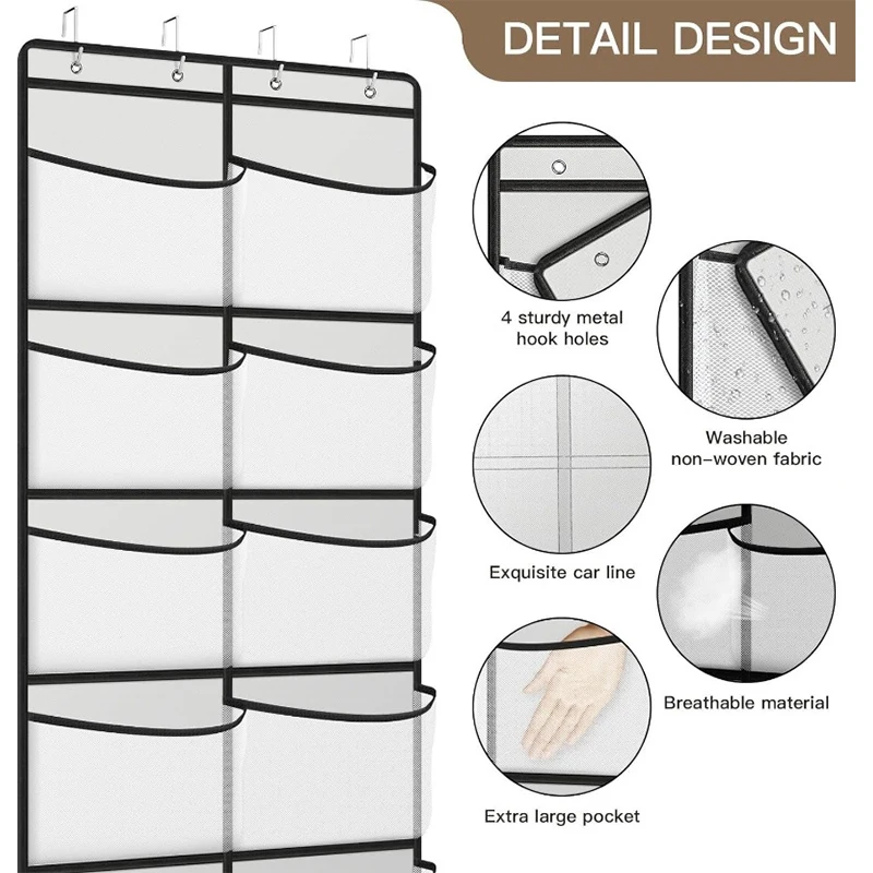 5/10 Grids Compartments Hanging Storage Bag Non Woven Closet Organiser Hanging Bag Towel Toiletries Door Closet Storage Bag