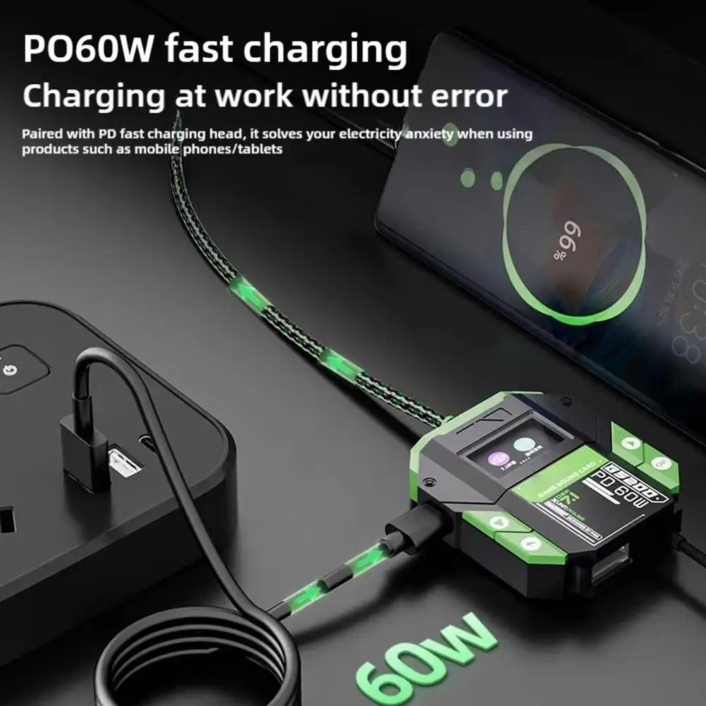 GS200 Professional Gaming Adapter Personalized Screensaver PD60w Fast Charge Built-in DSP Sound Card EO Equalizer Regulation