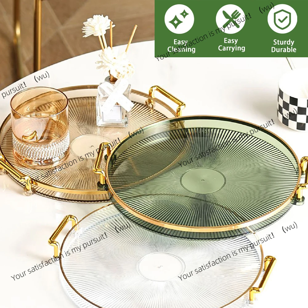 Round Serving Decorative Tray, Plastic Dinner Plate Multifunctional and Durable Fruit Plate