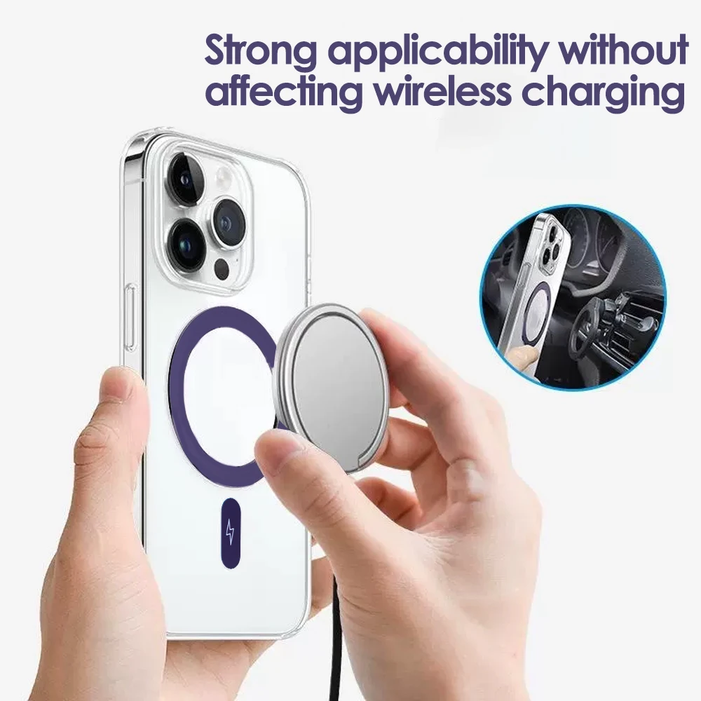 4/1PCS Magnetic Metal Ring Suitable for Apple Magsafe Wireless Charging Strong Magnet Ultra-thin Iron Sheet Stickers for IPhone