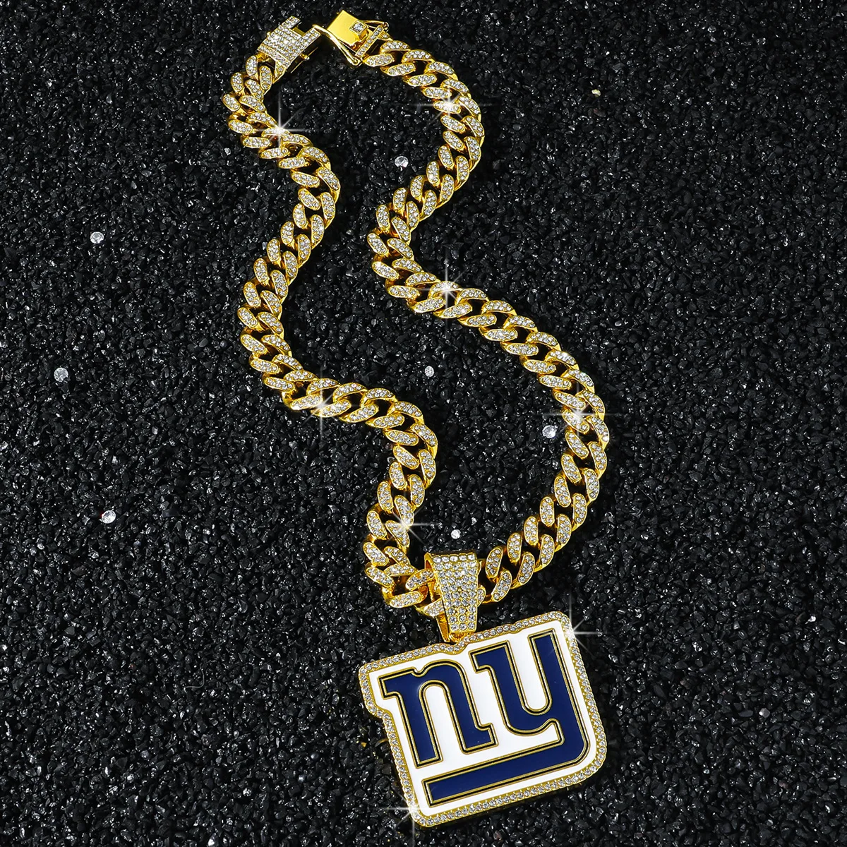 Fashion NFL Men's Full Diamond Chain Hip-Hop Personalized Football Team LOGO Pendant Necklace #2