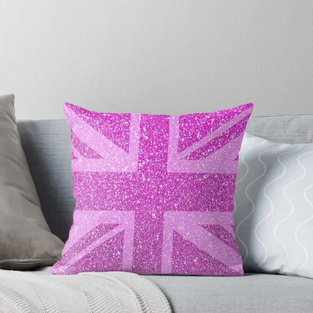 

Pink Glitter Union Jack Throw Pillow Sofa Cushion Cover Sofa Cushions Cover Cushion Cover pillows decor home pillow