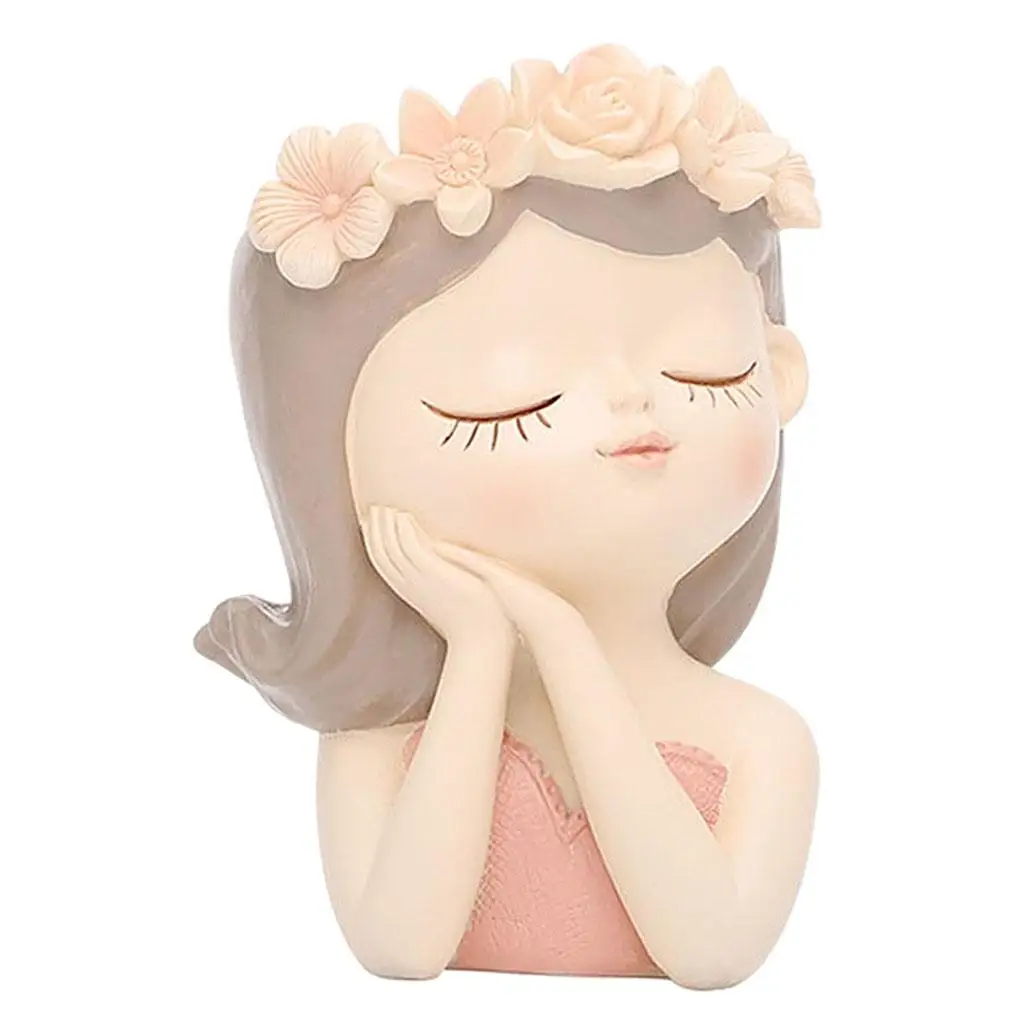 Modern Bust Vase Planter Resin Female Face Small Pot for Cactus and Succulents Tabletop Decoration