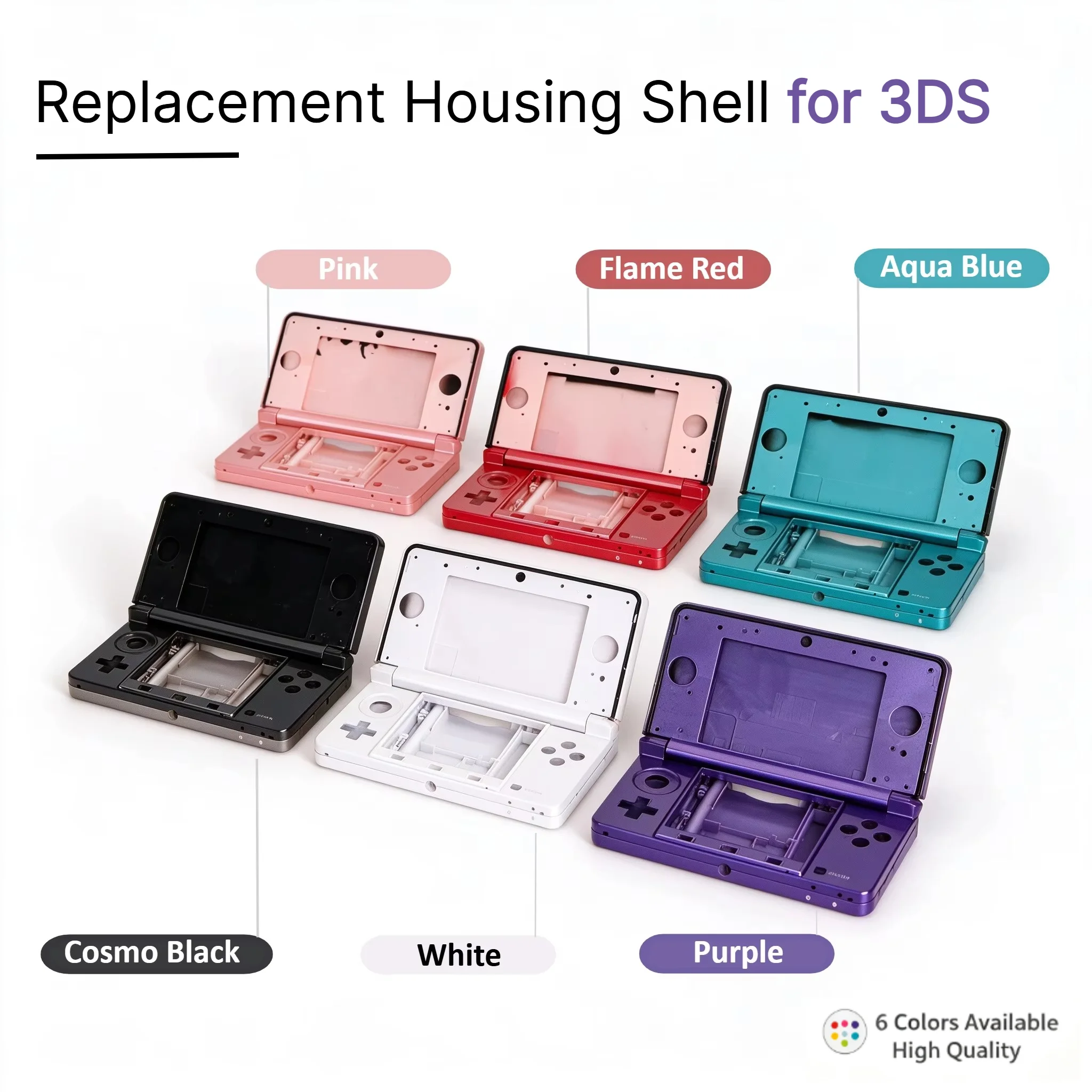 Komplettes Gehäuse-replacementset for Nintendo 3DS-Vollständige Konsolenabdeckung with Komplett-Set an Tasten & screws repair parts